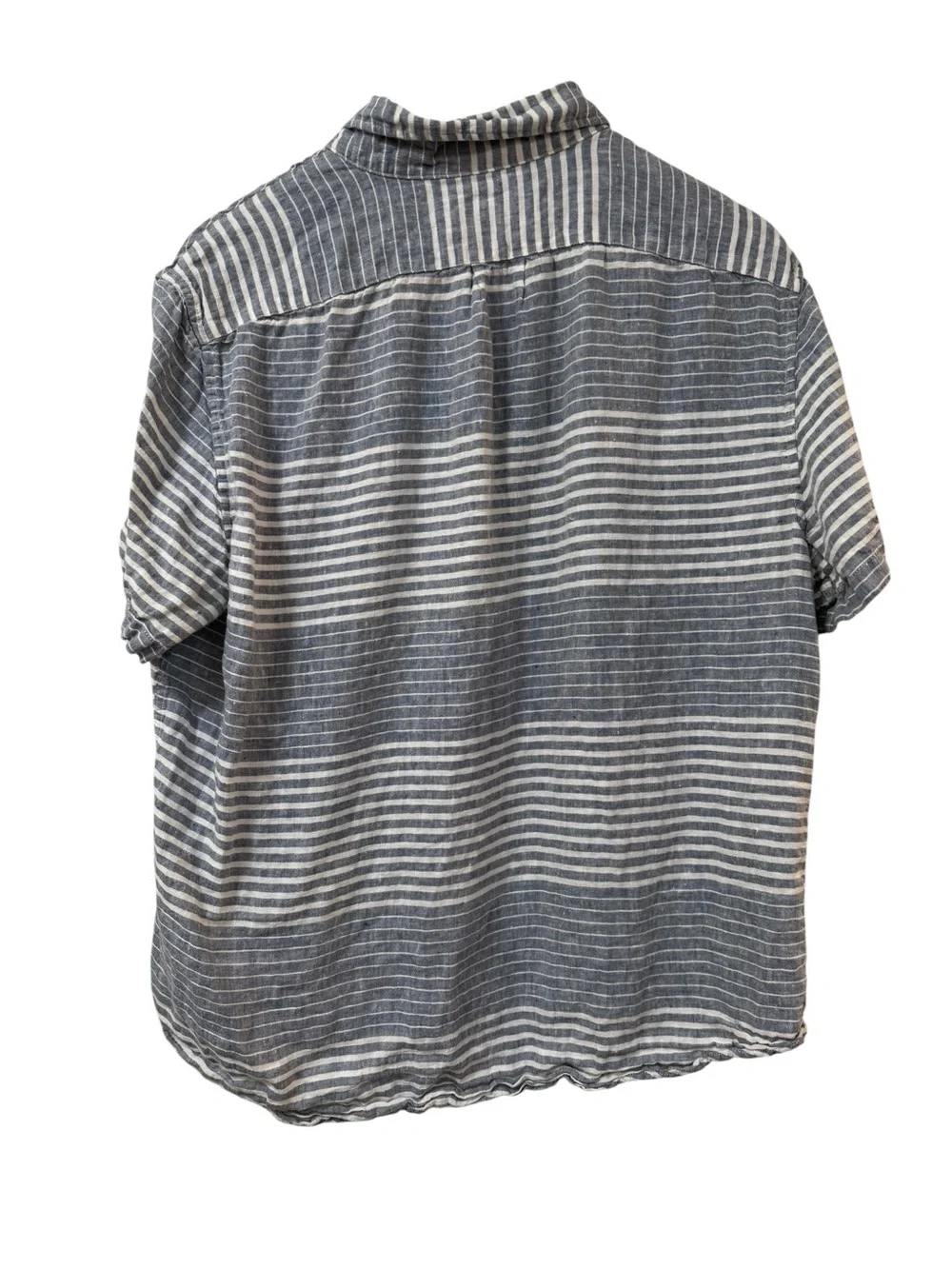 J.Crew Irish linen shirt men’s LARGE blue stripe Baird McNutt button up classic